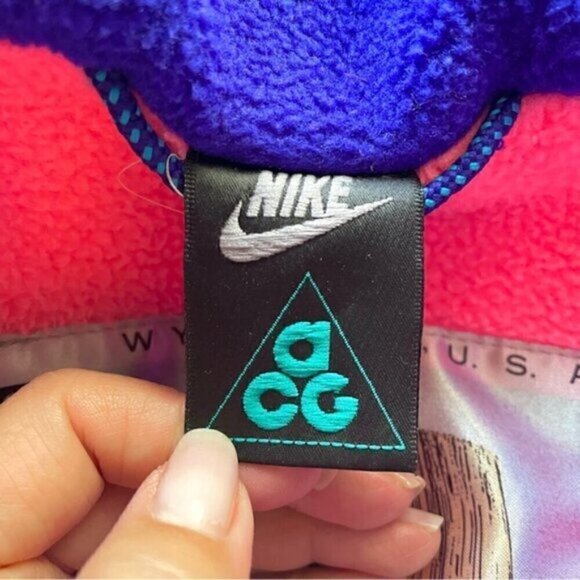 Vintage Nike ACG Neon Pink / Blue Devil's Tower Fleece Ski Jacket - M 🇺🇸 - Picture 7 of 14